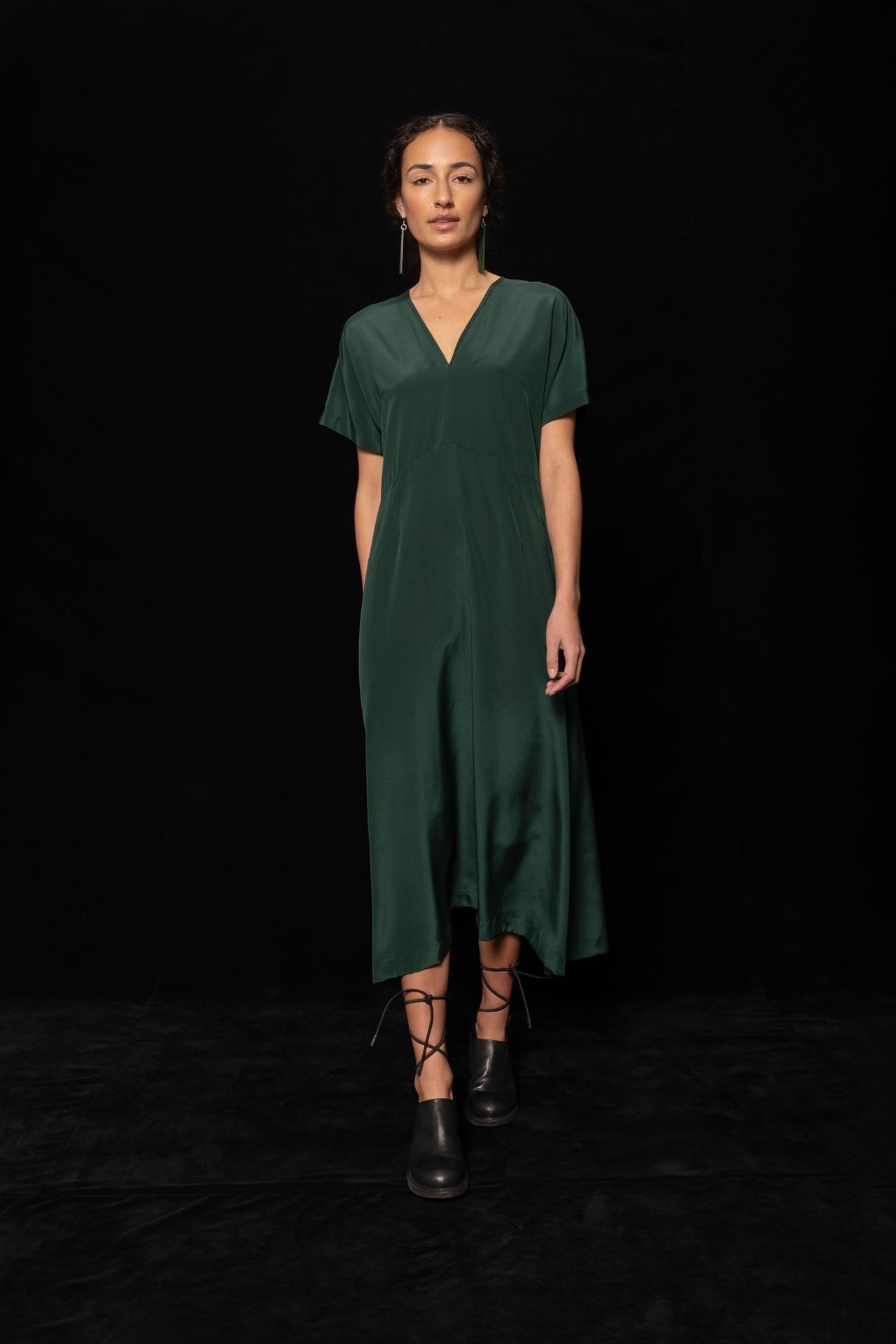 Maarie Dress - Dark Green in Green - The Shelter